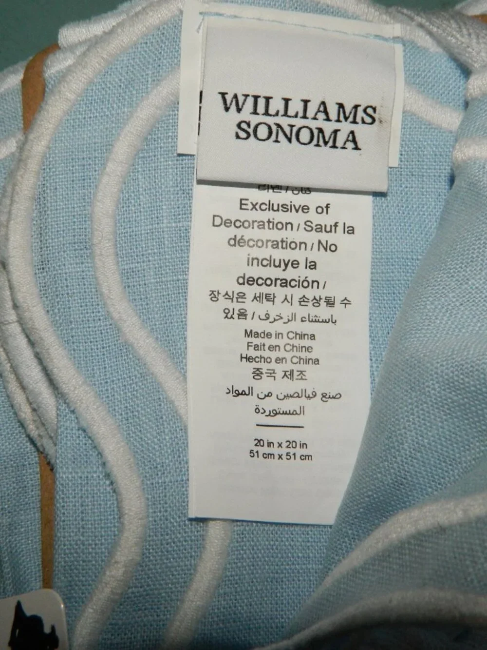 Williams Sonoma X Aerin Scalloped Bordered Linen Dinner Napkins Set of 4